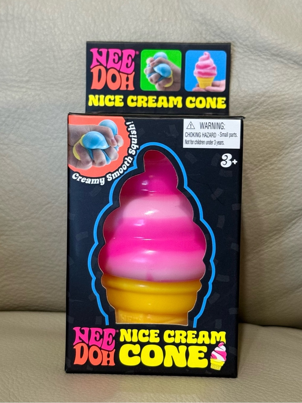 NEW Needoh Nice Cream Cone PINK Swirl Schylling Squishy Authentic!